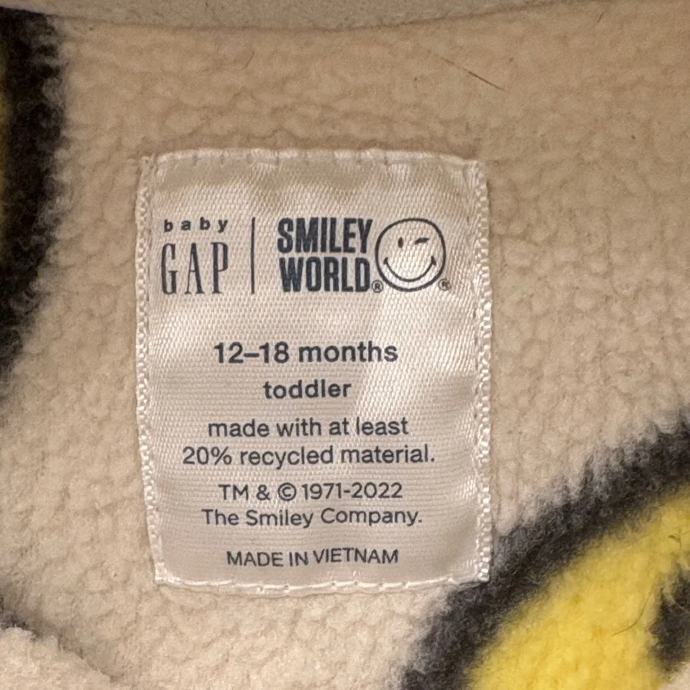 GAP‎ Kids Yellow Smiley Fleece Hoodie